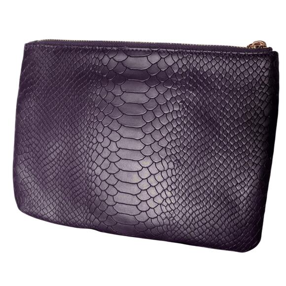 GiGi New York Python Leather Embossed Zip All-In-One Tassel Clutch Bag Purple - Picture 9 of 9
